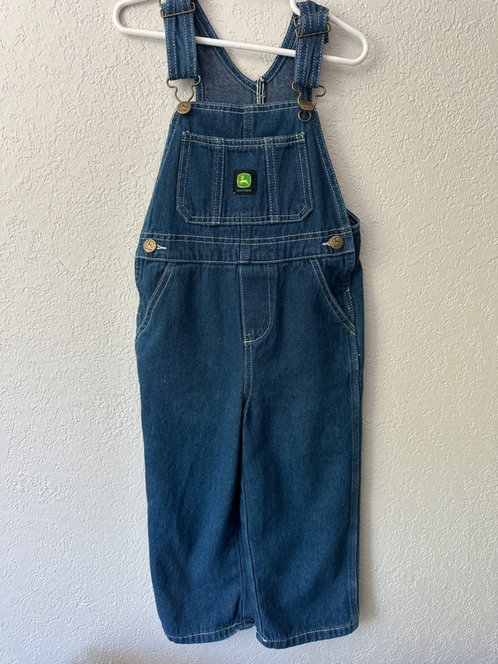 John Deere Dark Blue Denim Kids Overalls with Green Logo
